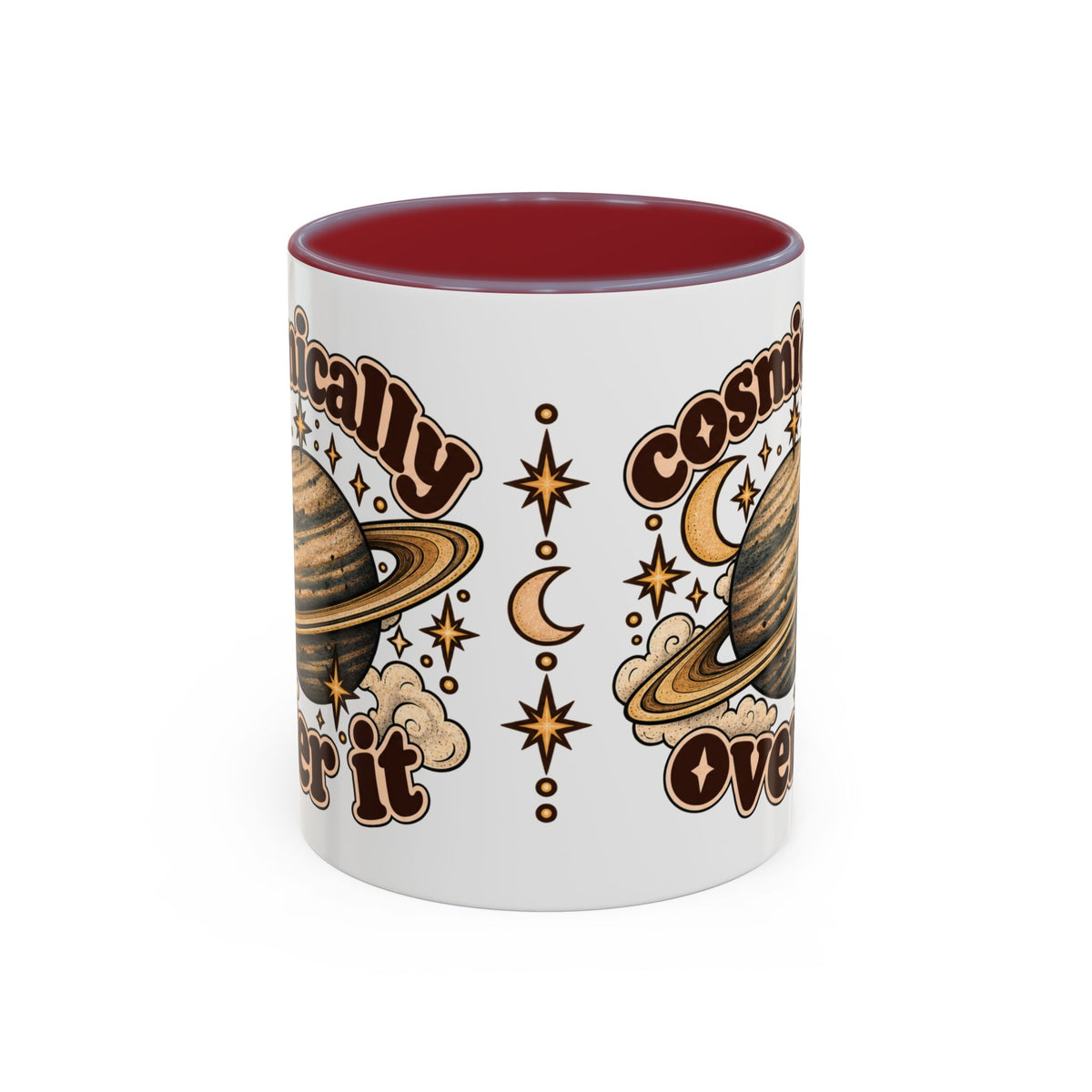 Cosmically Over It Mug — Retro Planet Celestial Ceramic Coffee Mug