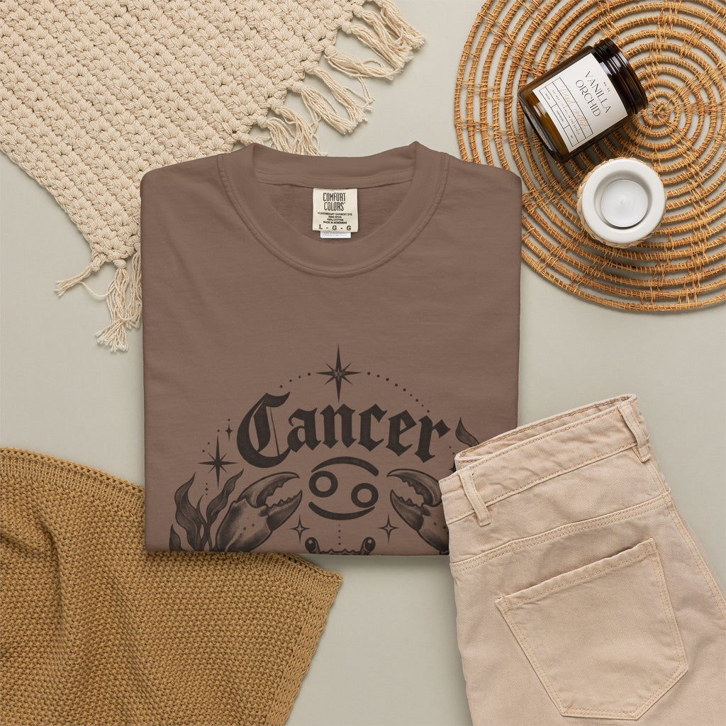 Cancer Zodiac T-Shirt — Floral Crab Astrology Tee