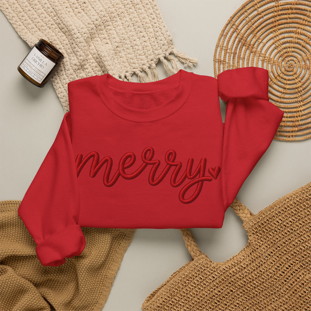 Merry Script Sweatshirt — Cozy Holiday Crewneck