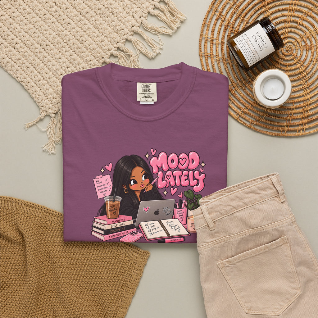 Mood Lately T-Shirt — Cute Study Girl Graphic Tee