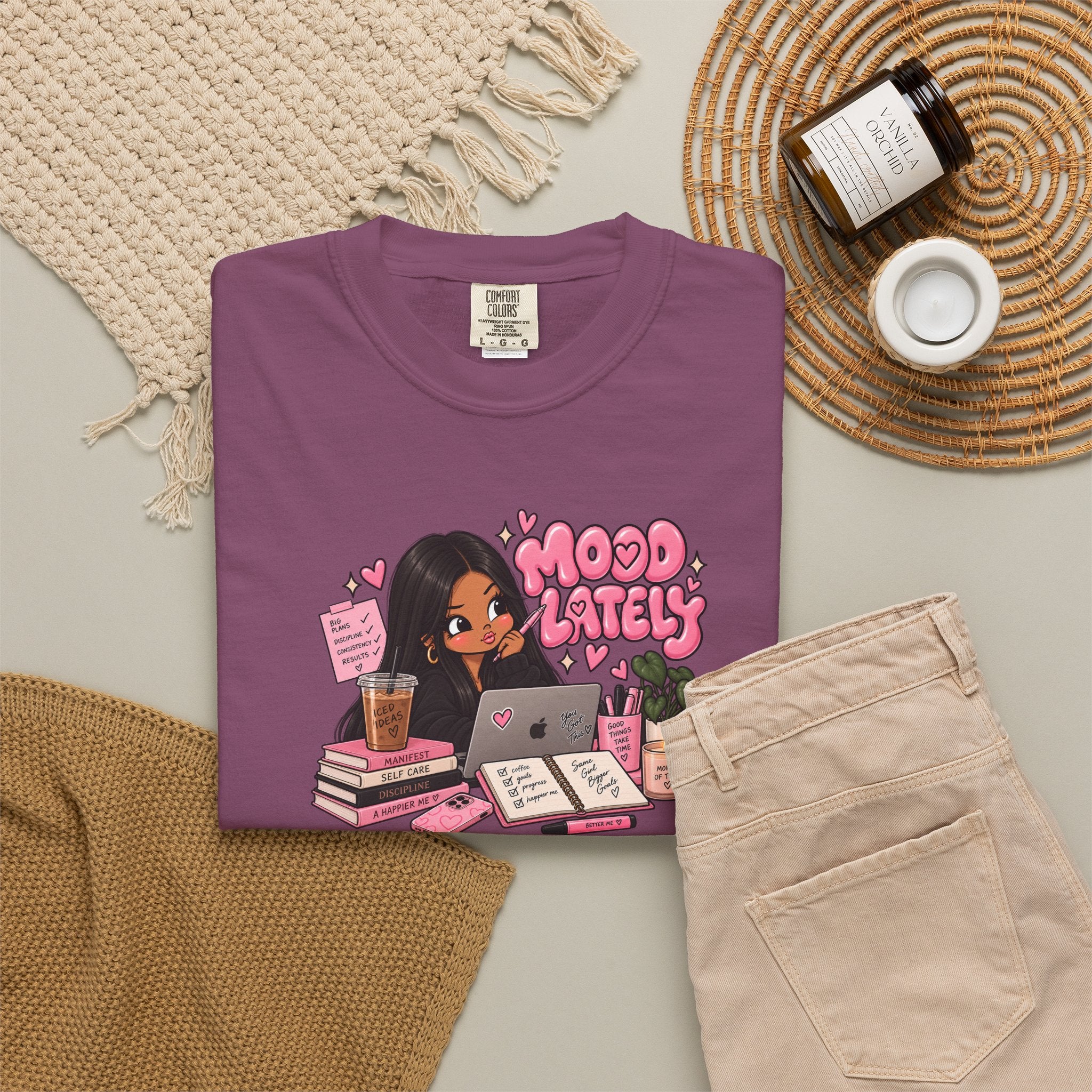 Mood Lately T-Shirt — Cute Study Girl Graphic Tee