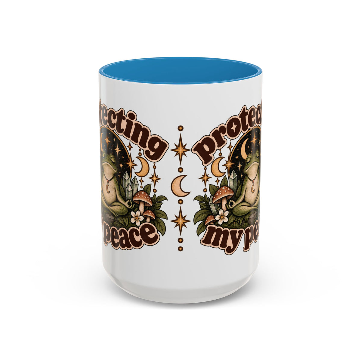 Protecting My Peace Mug — Frog & Mushroom Ceramic Coffee Mug
