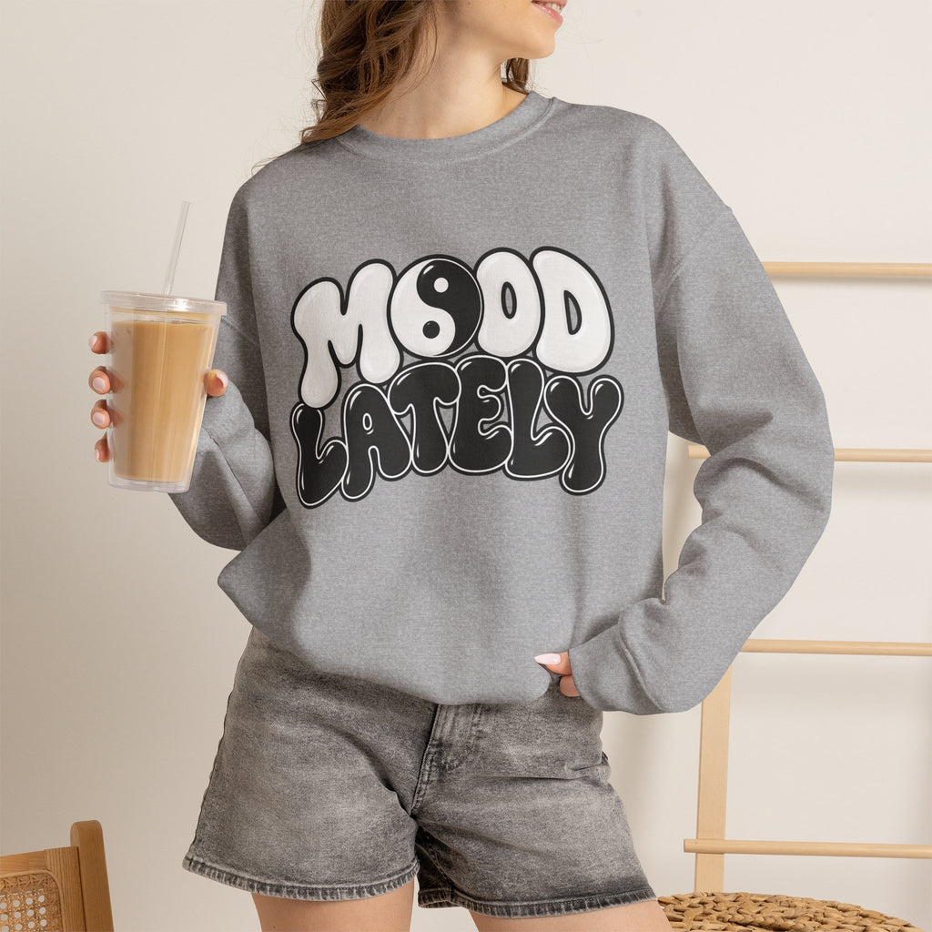 Crewneck Sweatshirt "Mood Lately" Retro Yin Yang Graphic