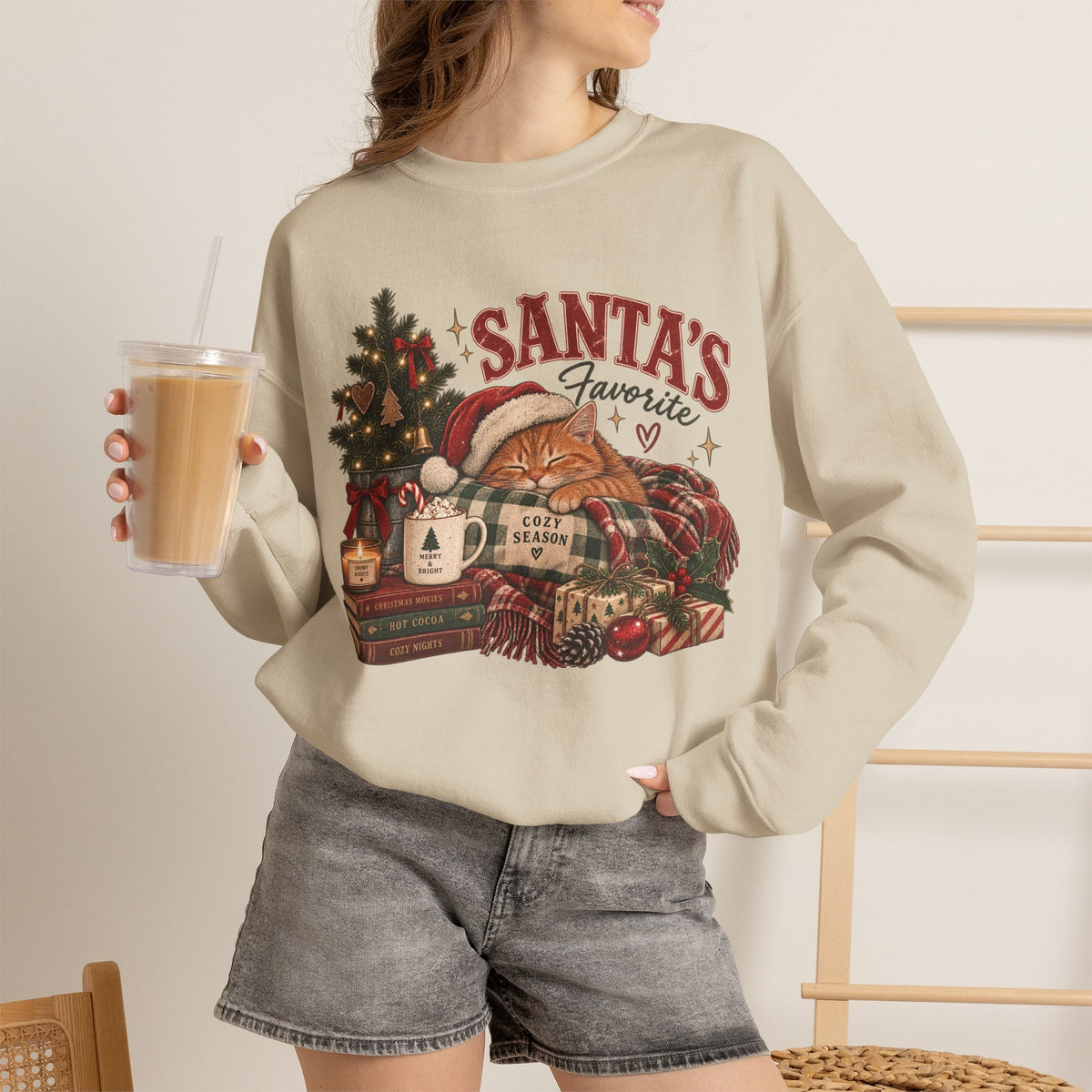 Christmas Sweatshirt — "Santa's Favorite" Cozy Holiday Crewneck