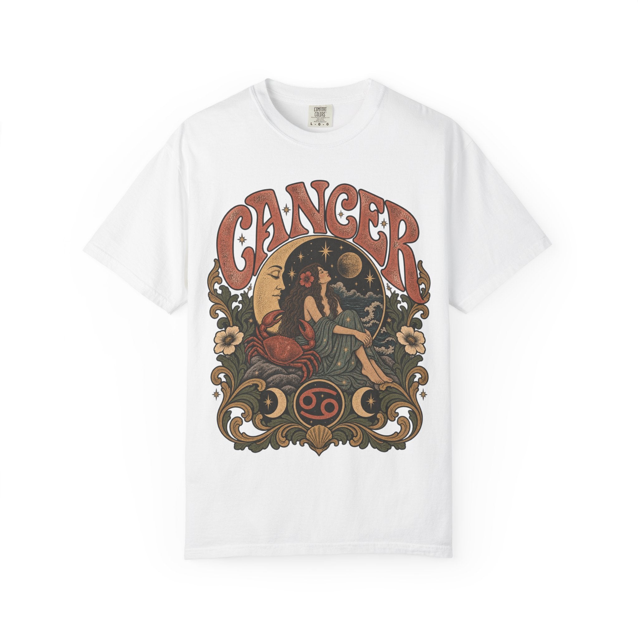 Cancer Zodiac T‑Shirt — Vintage Astrology Tee (Cancer Zodiac Sign)
