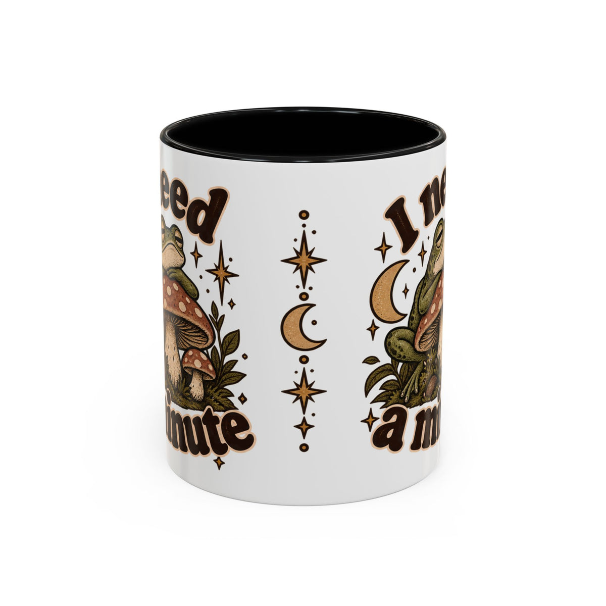 I Need a Minute Mug — Cozy Frog & Mushroom Ceramic Coffee Mug