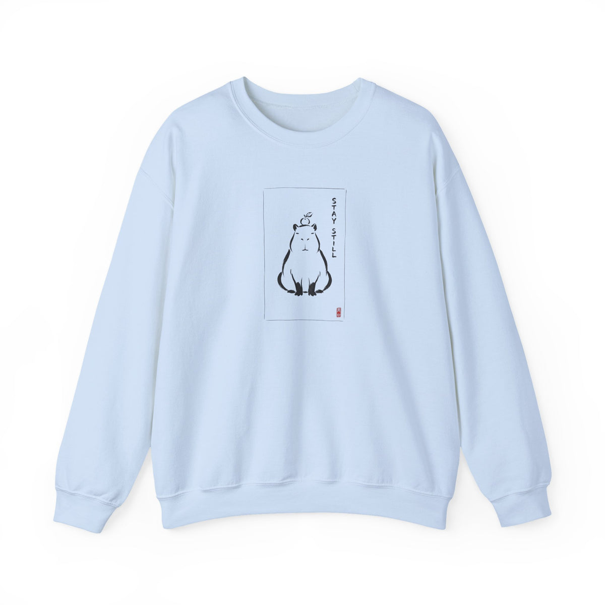 Calm Anime-style Capybara Sweatshirt | Japanese Ink Cat Aesthetic