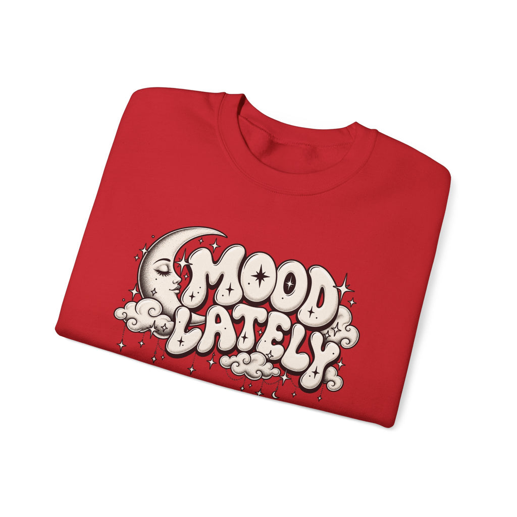 Crewneck Sweatshirt — 'Mood Lately' Retro Moon Graphic