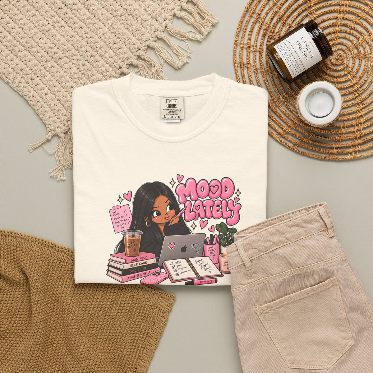 Mood Lately T-Shirt — Cute Study Girl Graphic Tee