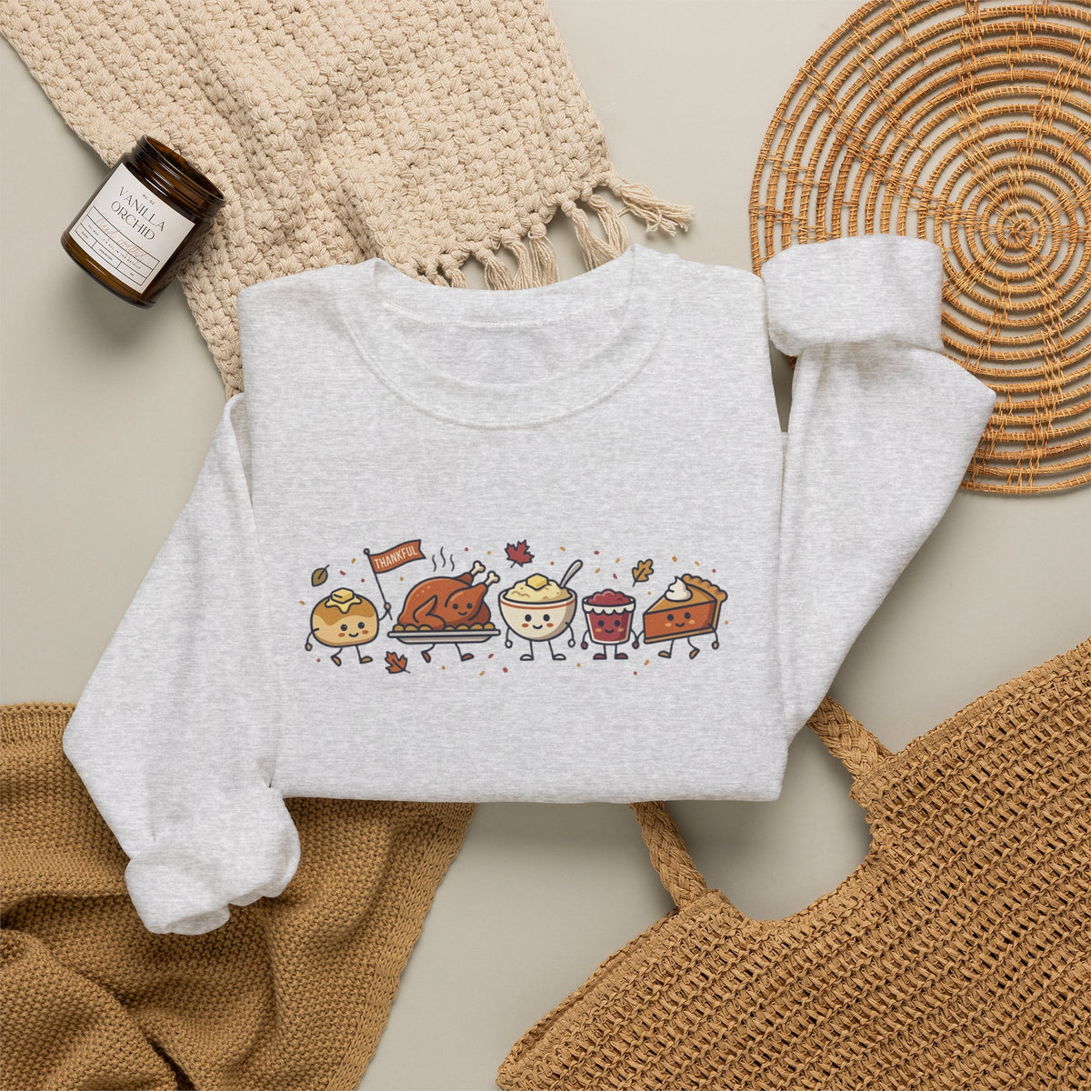 Cute Thanksgiving Food Icons Sweatshirt | Fall Harvest Friendsgiving