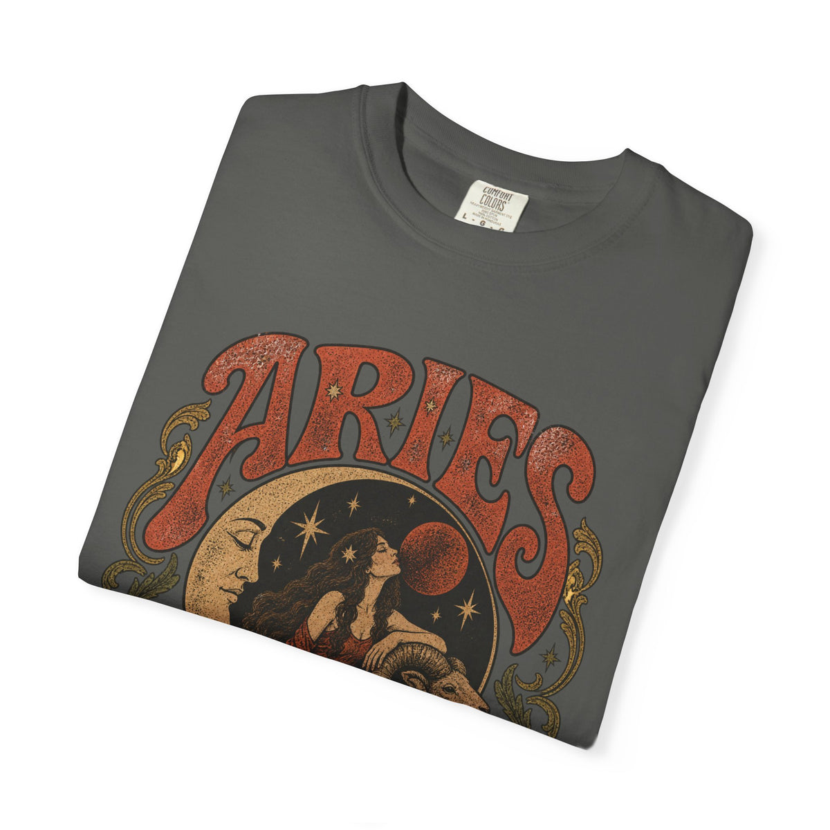 Vintage Aries Zodiac Tee — Moon & Ram Astrology Graphic T-Shirt