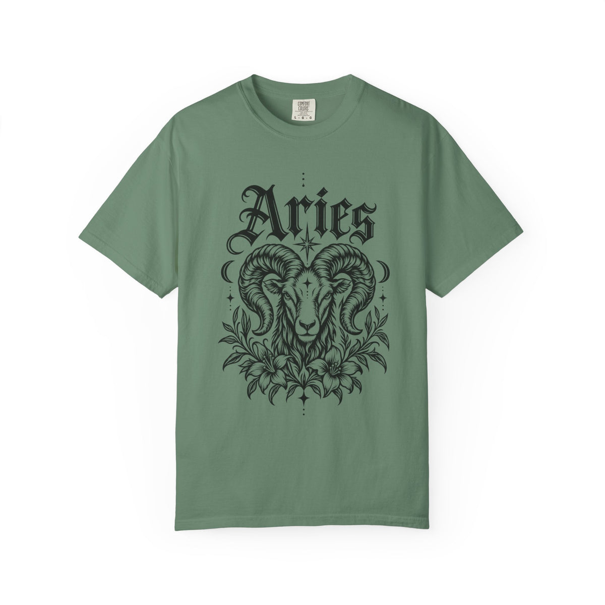 Aries Ram Zodiac Tee — Astrology Garment-Dyed Graphic T-Shirt