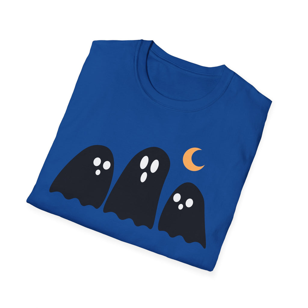 Ghost Trio T-Shirt — Cute Halloween Ghosts with Crescent Moon