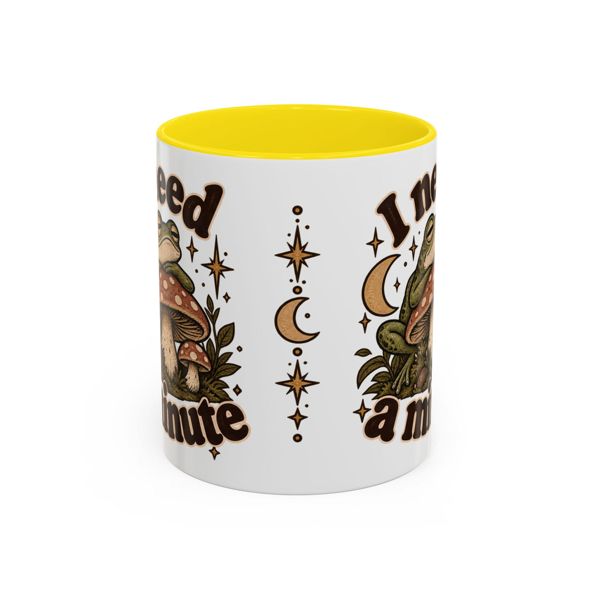I Need a Minute Mug — Cozy Frog & Mushroom Ceramic Coffee Mug