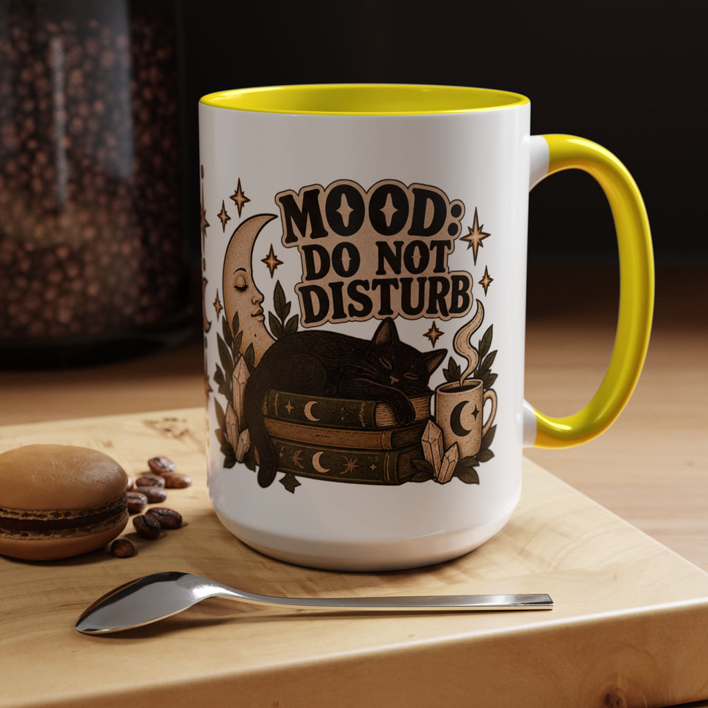 Mood: Do Not Disturb Mug — Sleepy Cat & Moon Ceramic Coffee Mug