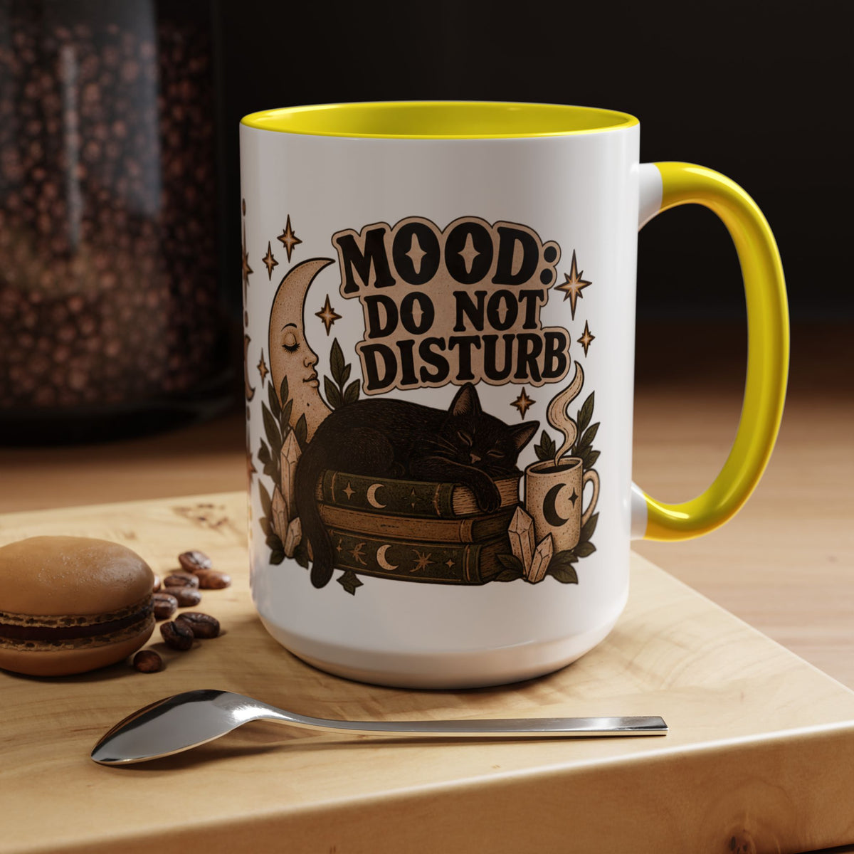 Mood: Do Not Disturb Mug — Sleepy Cat & Moon Ceramic Coffee Mug