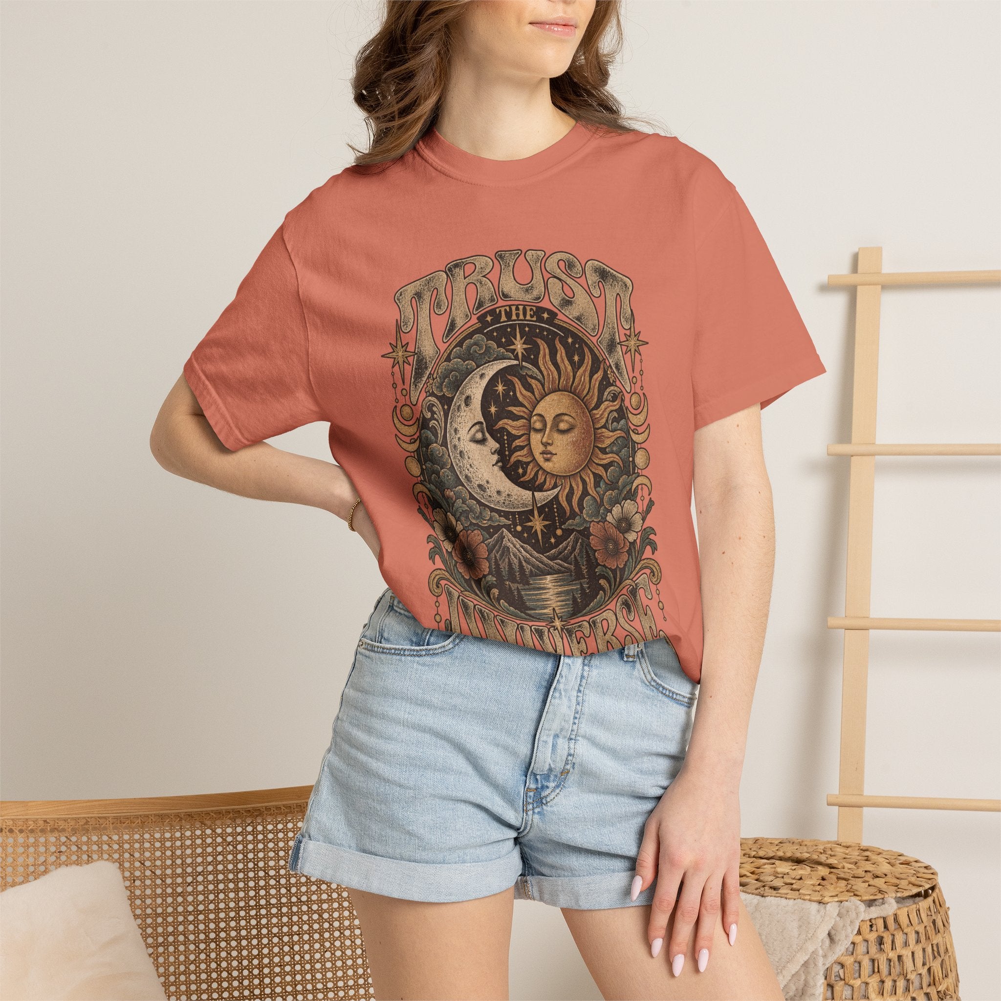 Trust the Universe T-Shirt — Vintage Sun & Moon Graphic