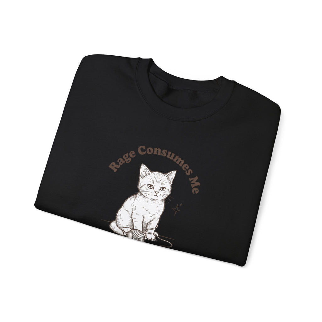Rage Consumes Me kitten sweatshirt | vintage minimalist cat, ironic emotion