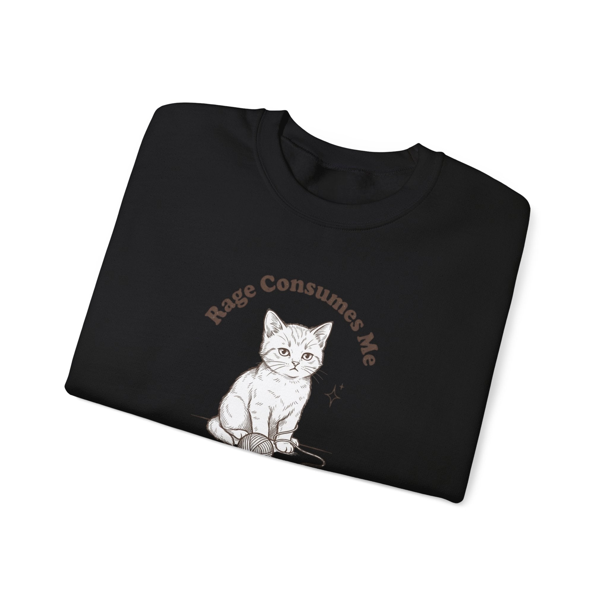 Rage Consumes Me kitten sweatshirt | vintage minimalist cat, ironic emotion