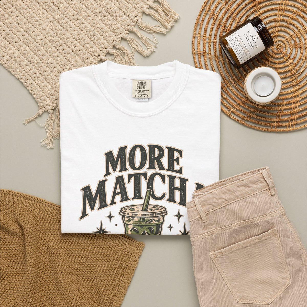 More Matcha Less Drama Tee — Cute Matcha Graphic T-Shirt
