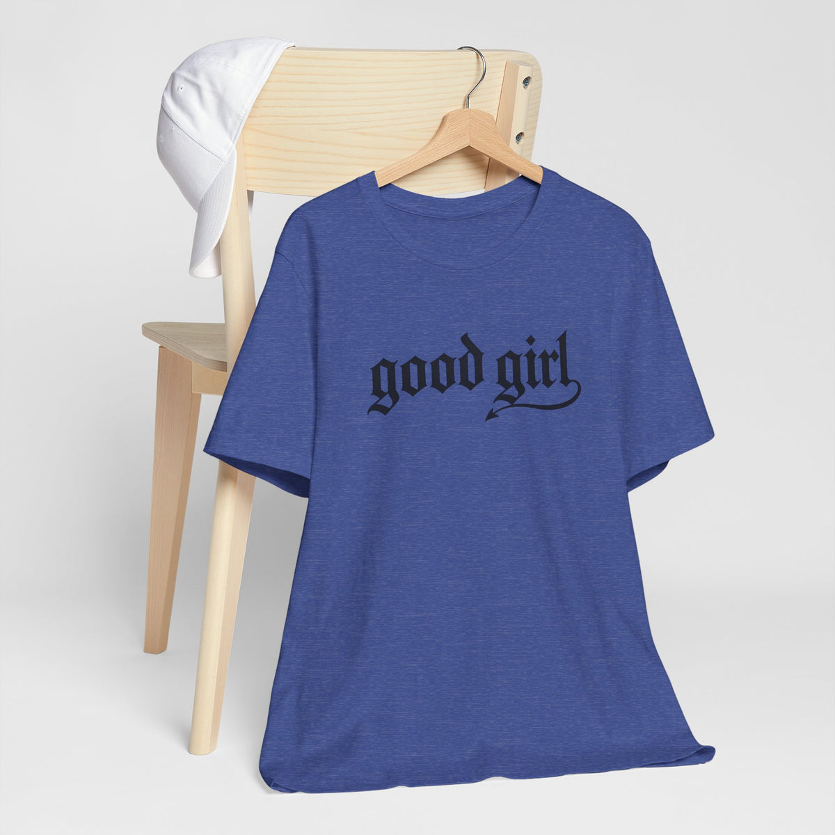Good Girl Graphic Tee — Vintage Script White T-Shirt