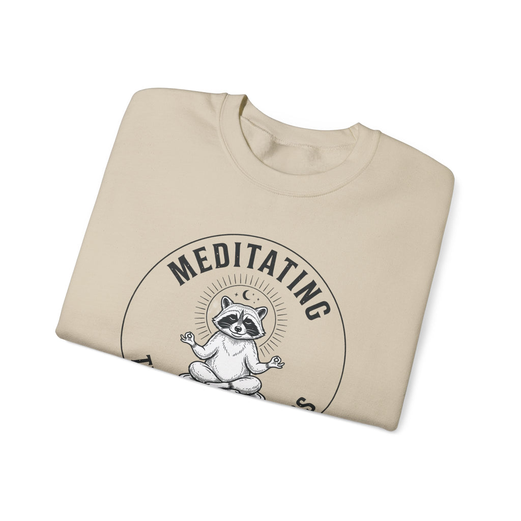 Meditating Raccoon Sweatshirt | Feral Raccoon Aesthetic, Celestial Wilderness