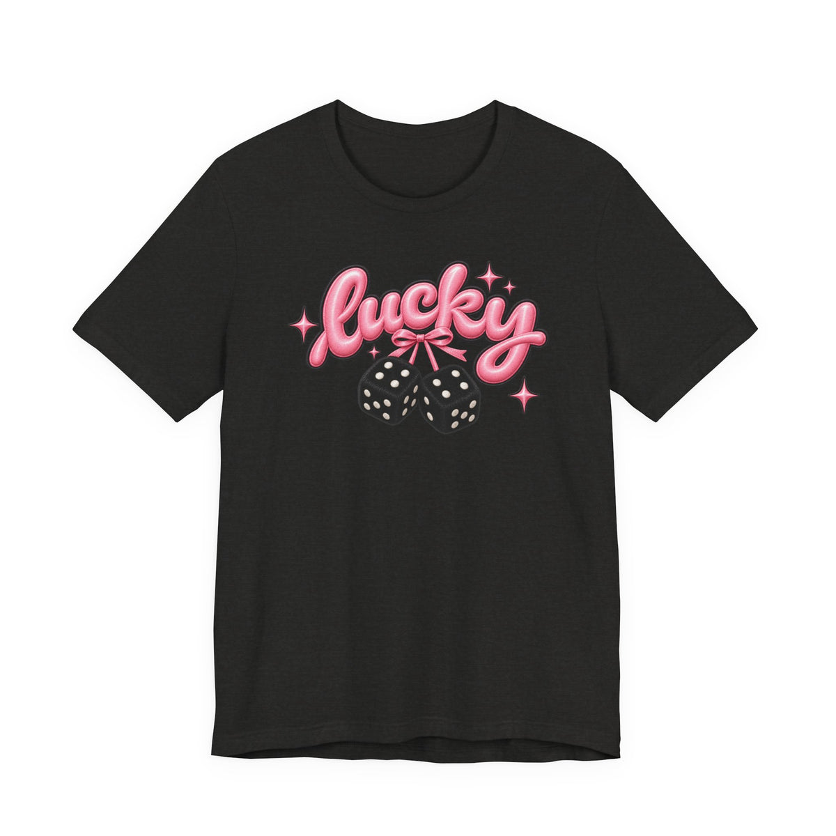 Lucky Dice Tee — Pink Retro "Lucky" Graphic T-Shirt
