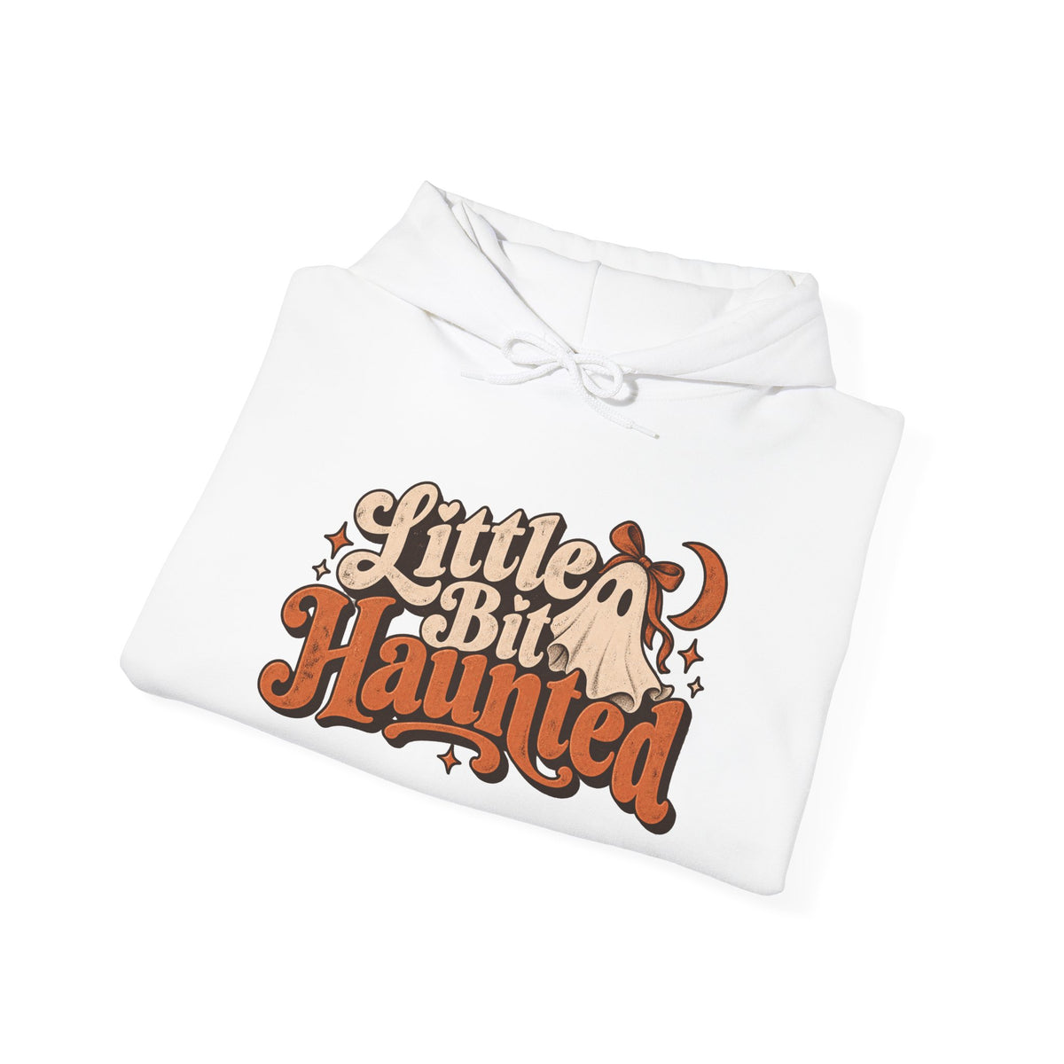 Little Bit Haunted Hoodie — Retro Halloween Ghost Pullover