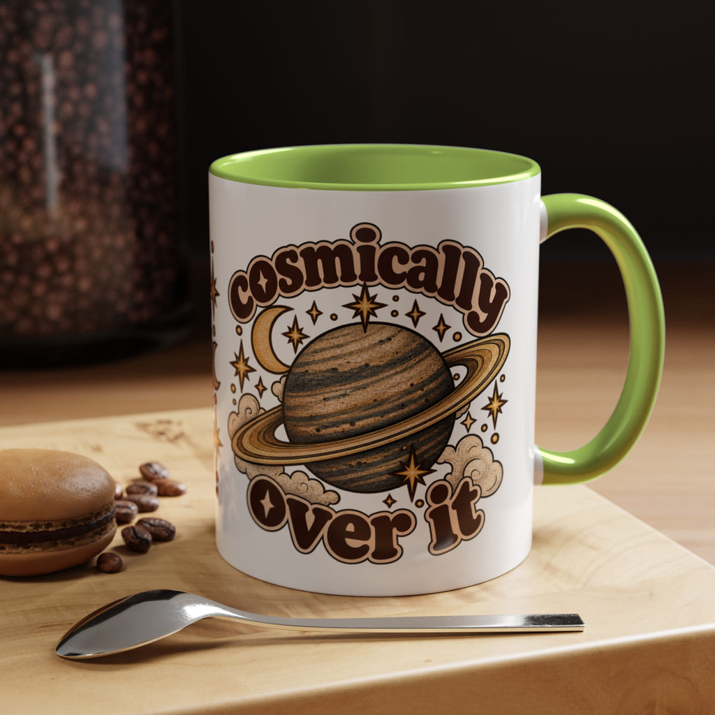 Cosmically Over It Mug — Retro Planet Celestial Ceramic Coffee Mug