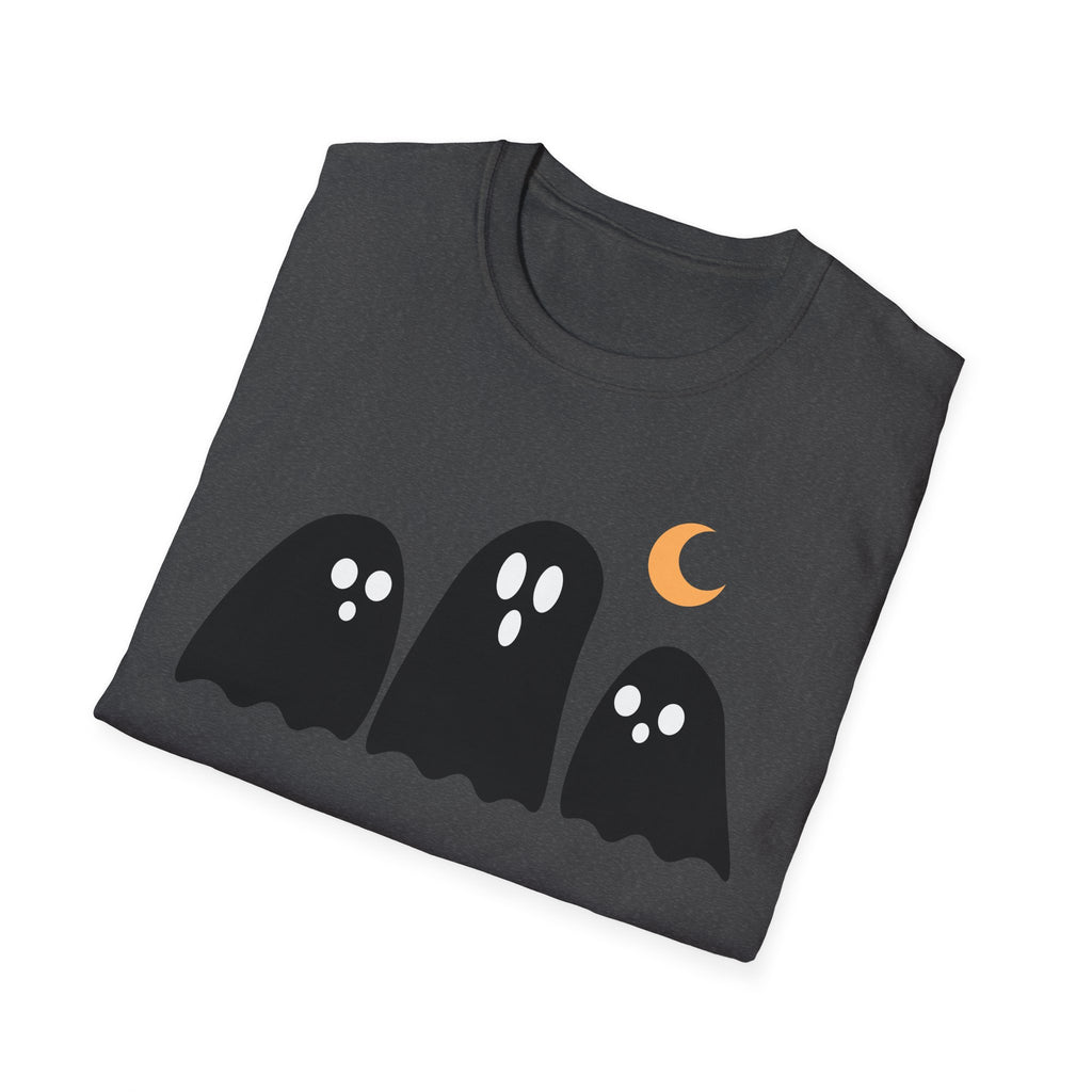 Ghost Trio T-Shirt — Cute Halloween Ghosts with Crescent Moon