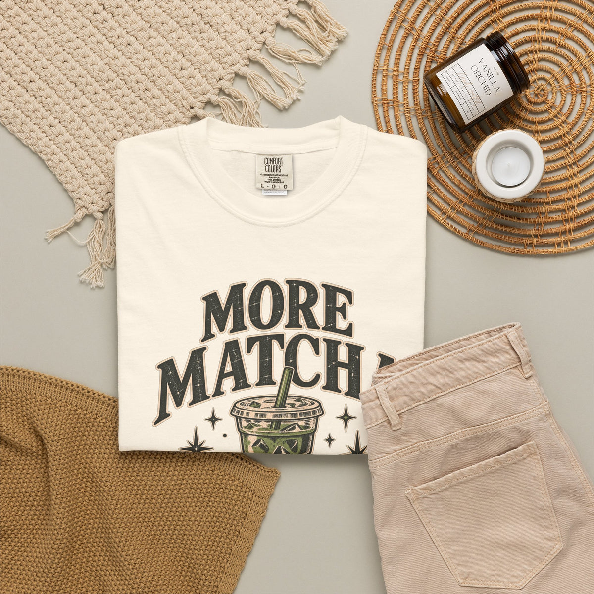 More Matcha Less Drama Tee — Cute Matcha Graphic T-Shirt