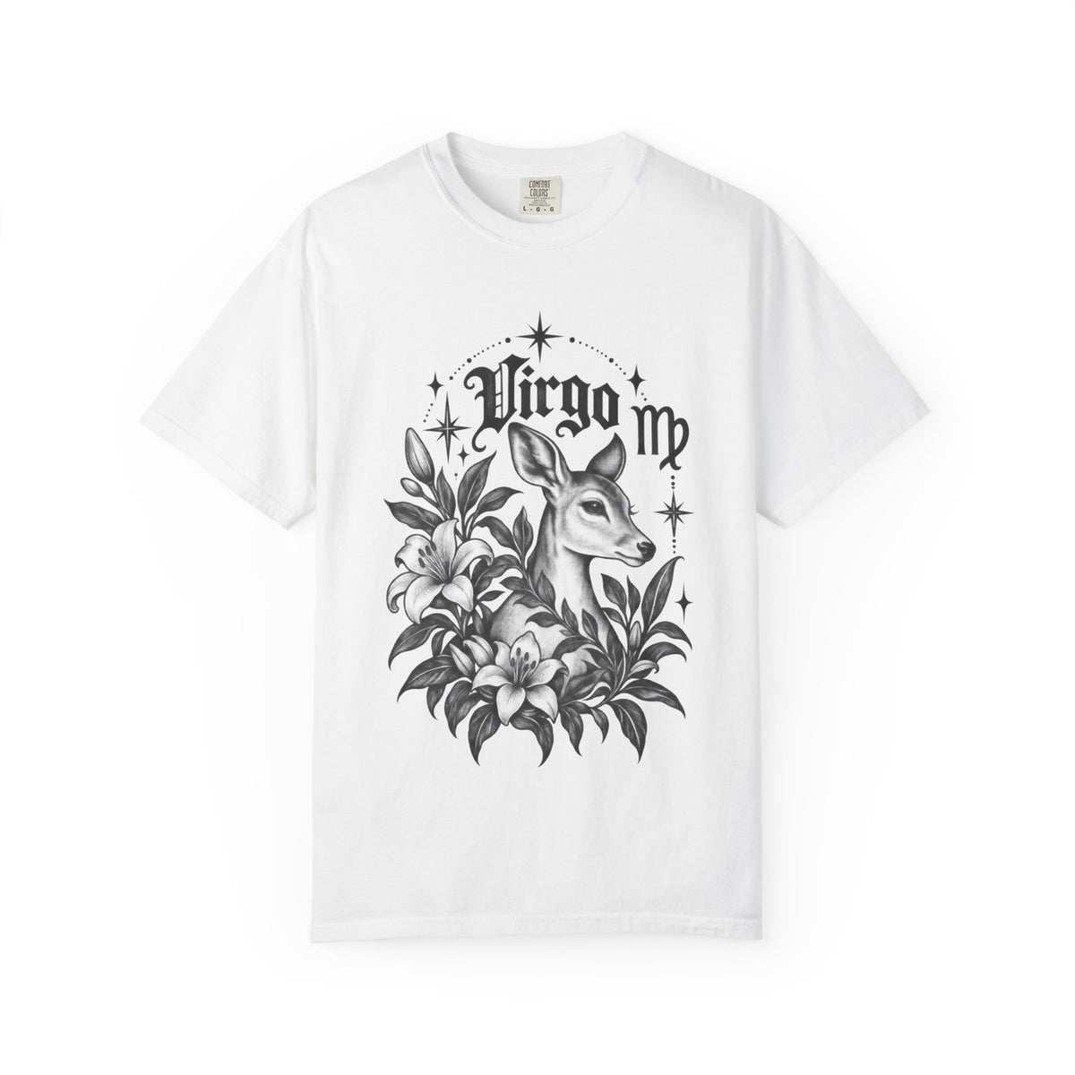 Virgo Floral Deer Zodiac Tee — Astrology Graphic T-Shirt
