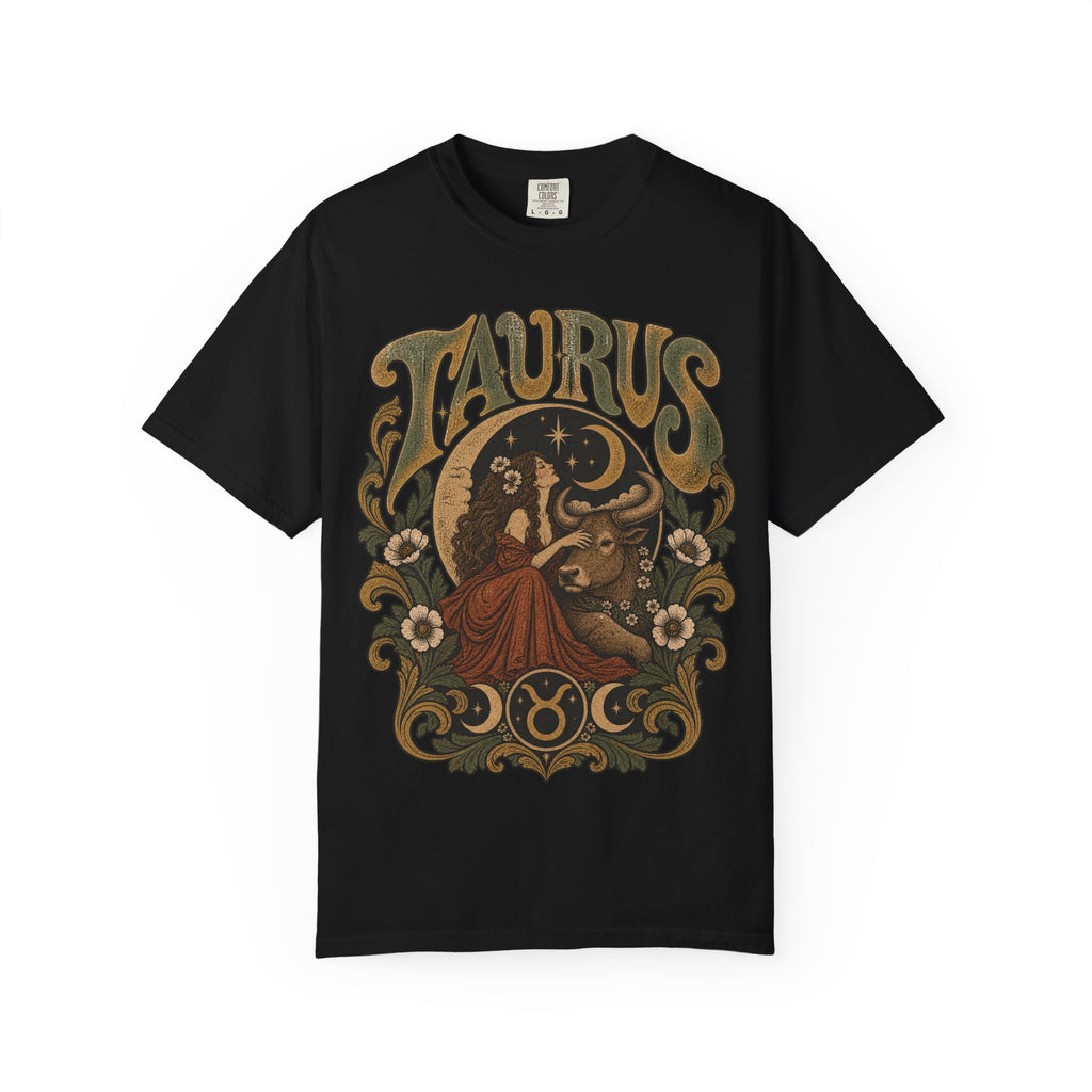 Taurus Zodiac T‑Shirt — Vintage Astrological Bull Graphic