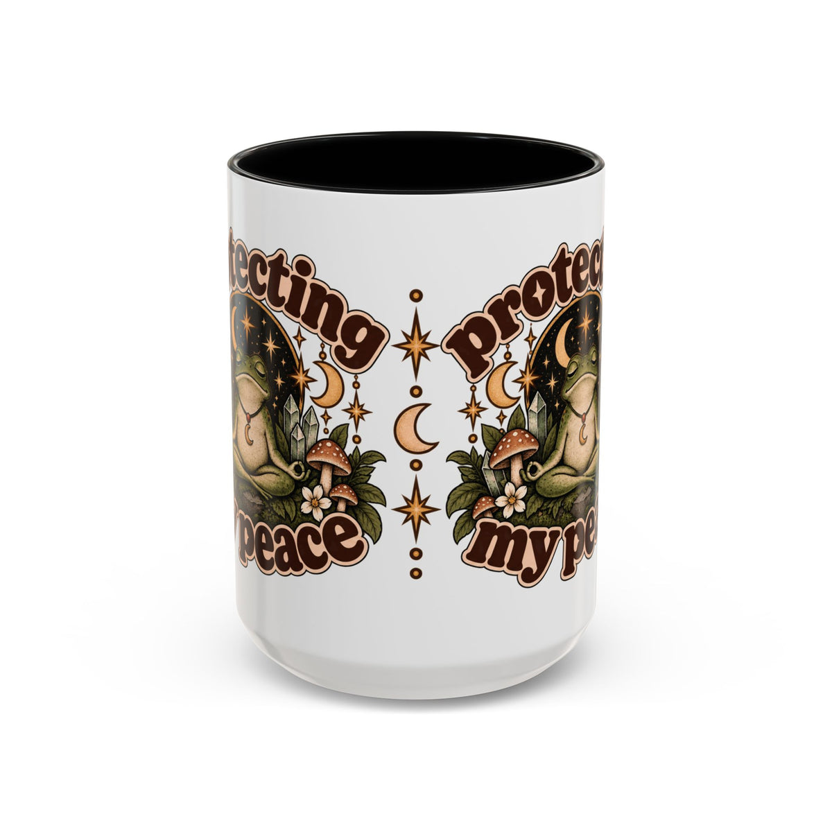Protecting My Peace Mug — Frog & Mushroom Ceramic Coffee Mug