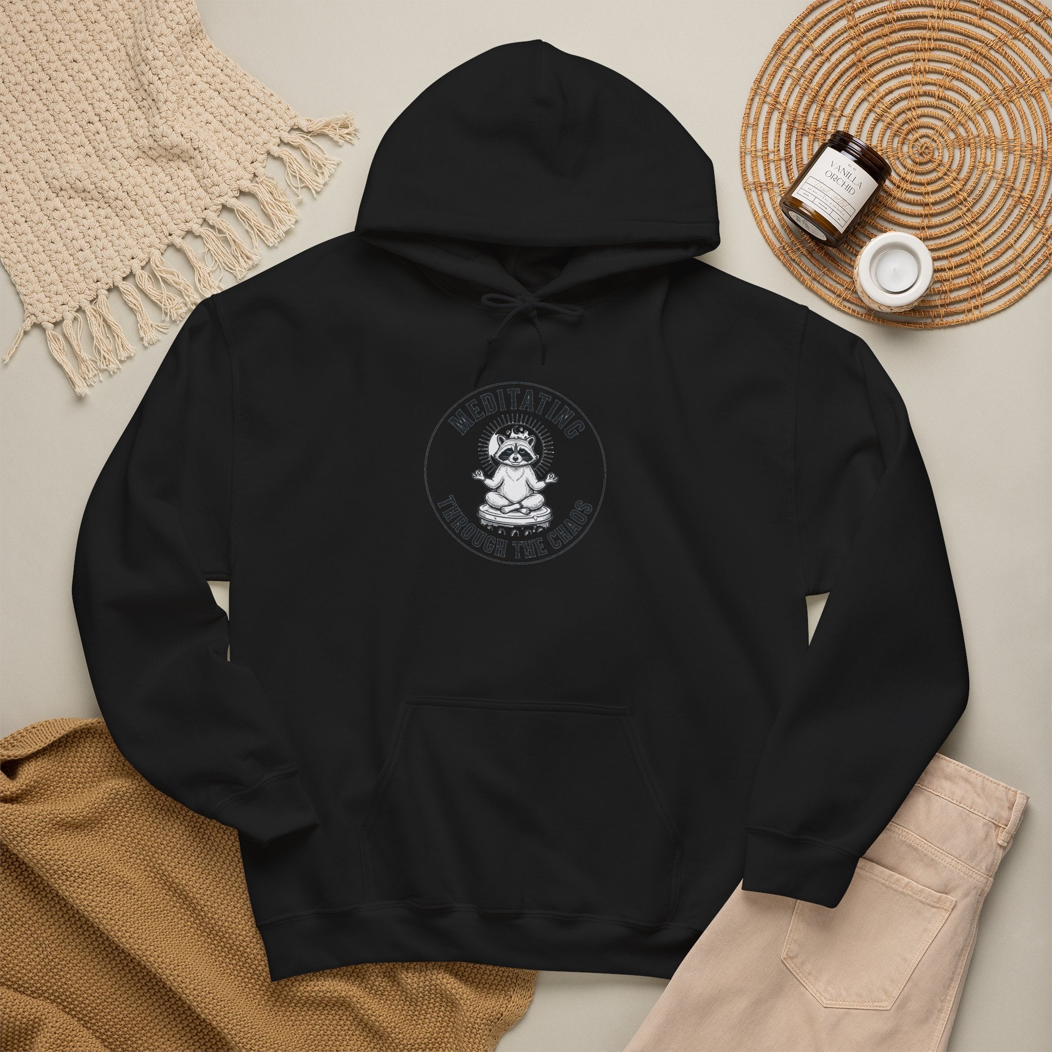 Meditating Raccoon Hoodie | Feral Raccoon Aesthetic, Celestial Wilderness