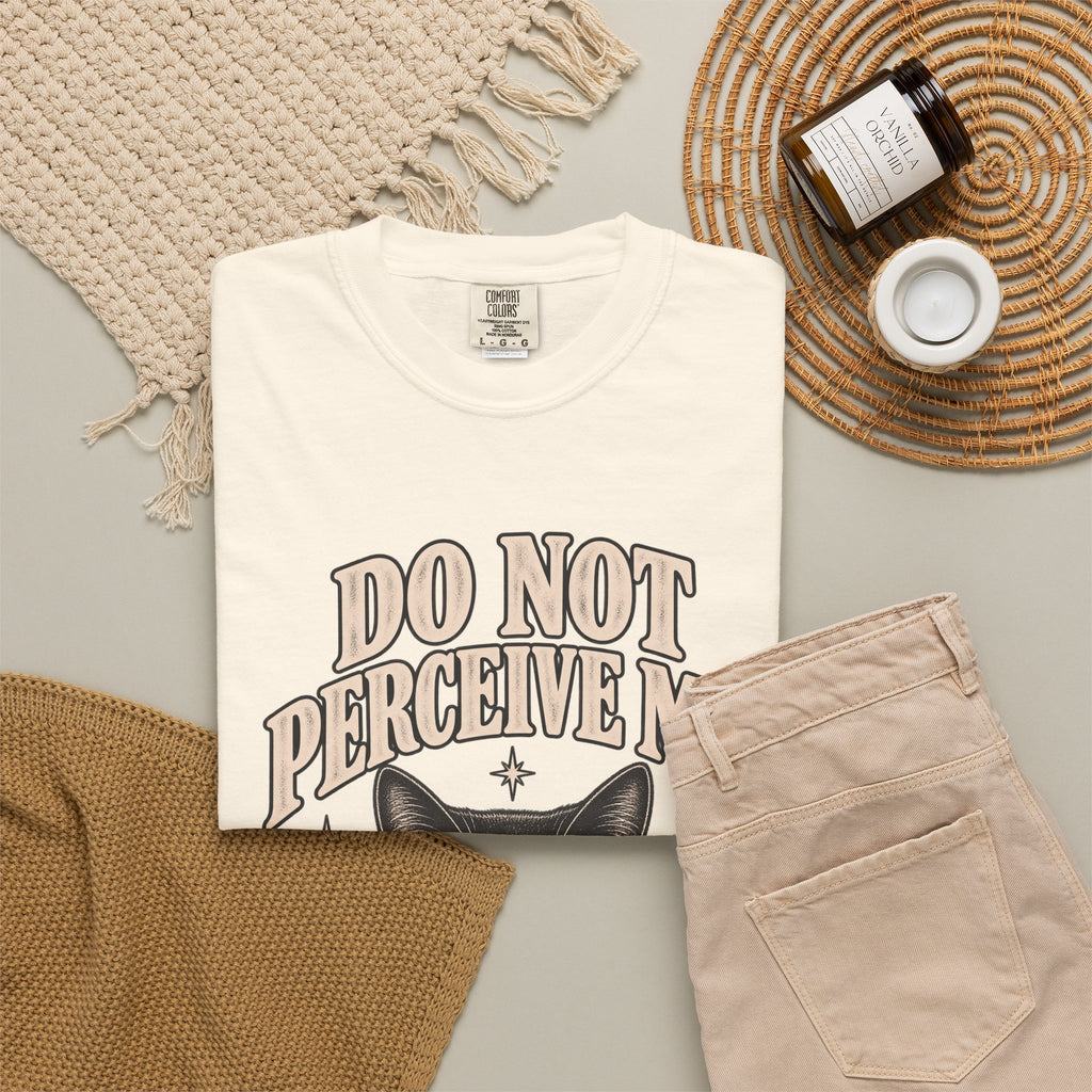 Do Not Perceive Me Tee — Funny Black Cat Introvert T-Shirt