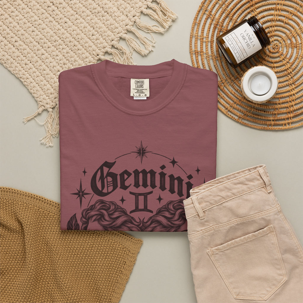 Gemini Zodiac Tee — Twin Faces Astrology T-Shirt