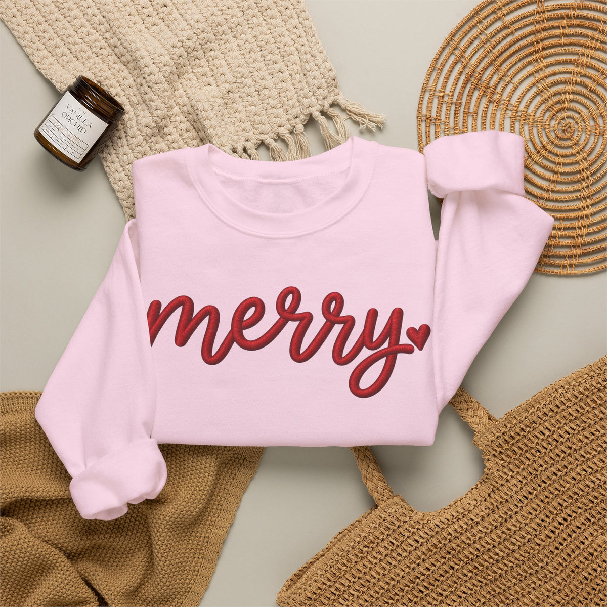 Merry Script Sweatshirt — Cozy Holiday Crewneck