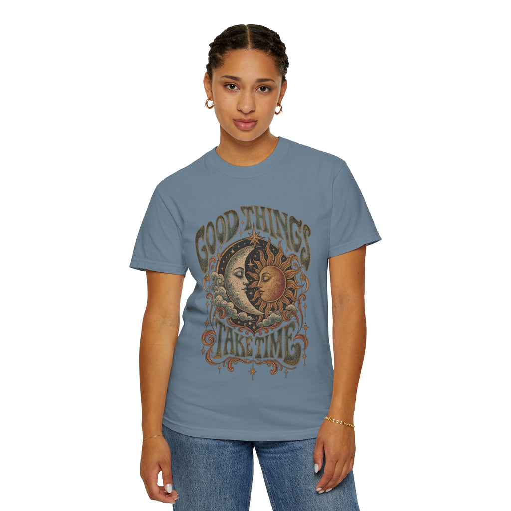 Good Things Take Time Tee — Vintage Sun & Moon Graphic T-Shirt