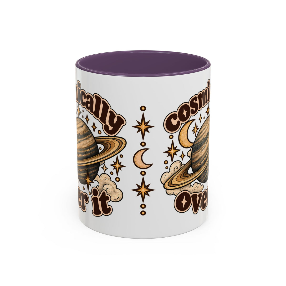 Cosmically Over It Mug — Retro Planet Celestial Ceramic Coffee Mug
