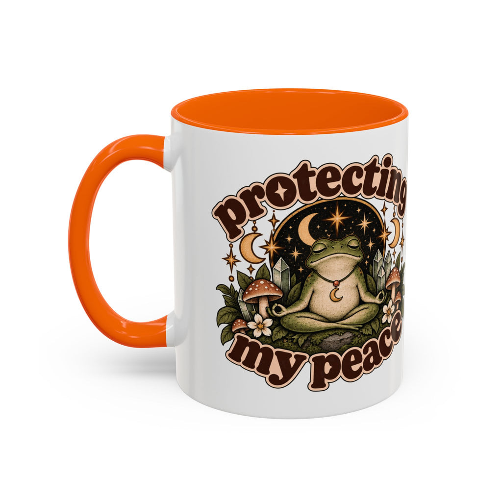 Protecting My Peace Mug — Frog & Mushroom Ceramic Coffee Mug