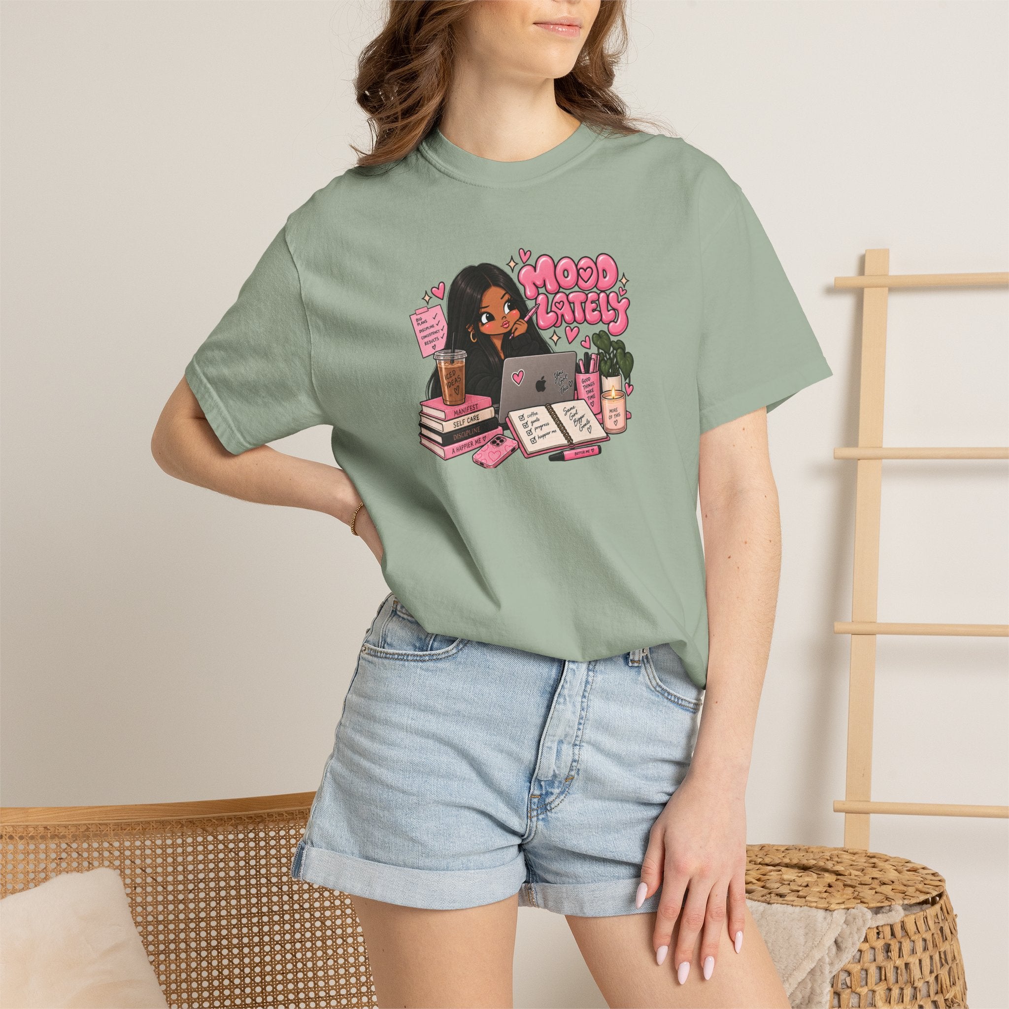 Mood Lately T-Shirt — Cute Study Girl Graphic Tee