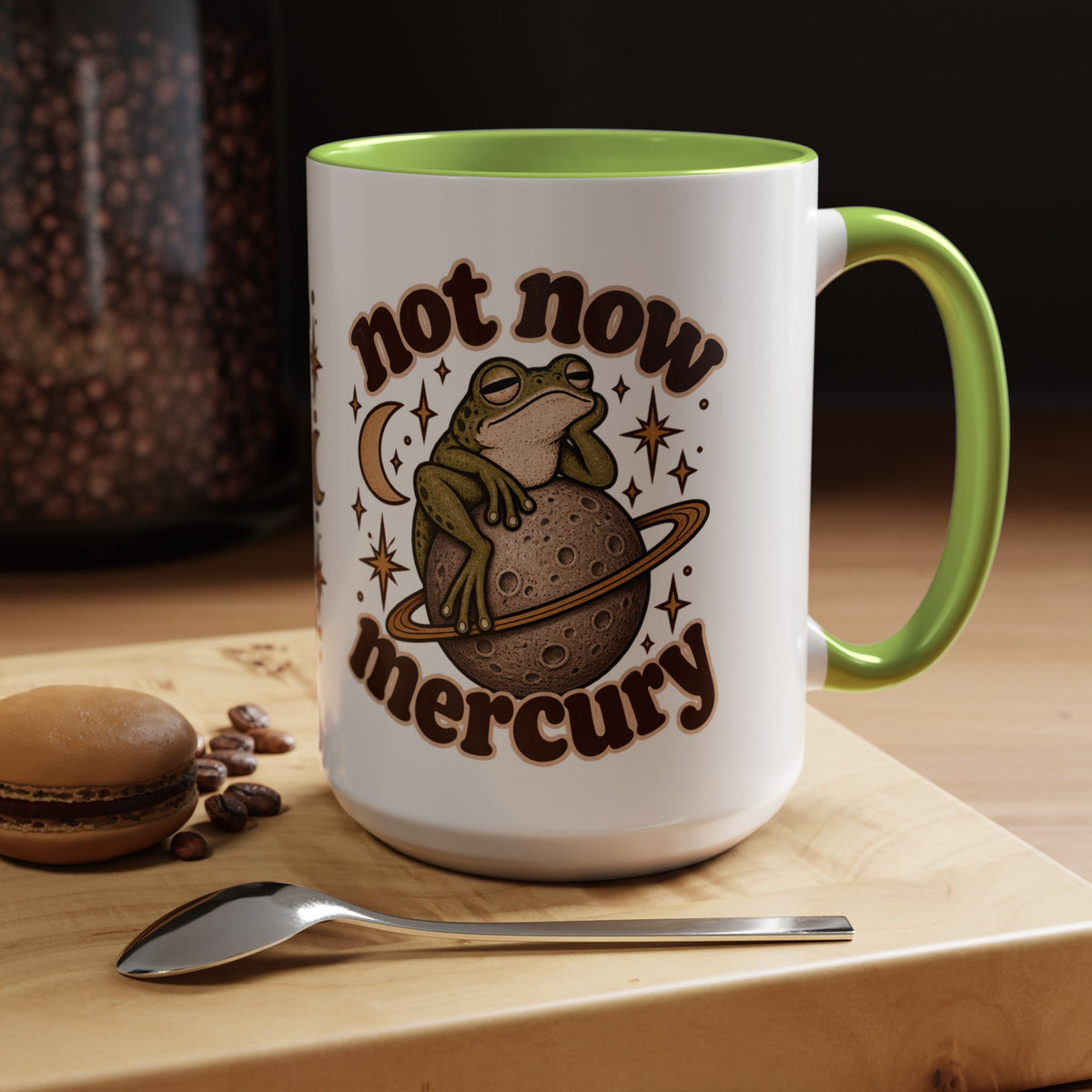 Not Now Mercury Mug — Retro Frog & Planet Ceramic Coffee Mug