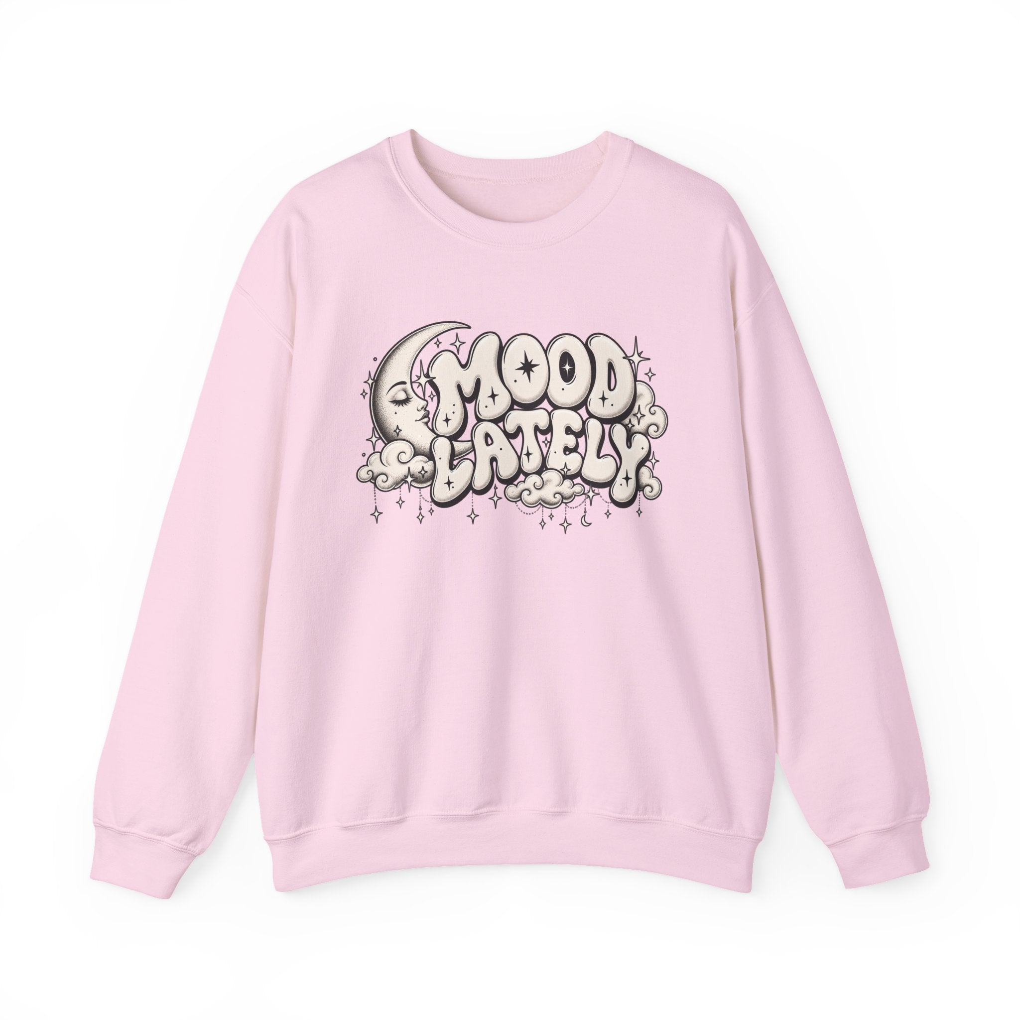 Crewneck Sweatshirt — 'Mood Lately' Retro Moon Graphic