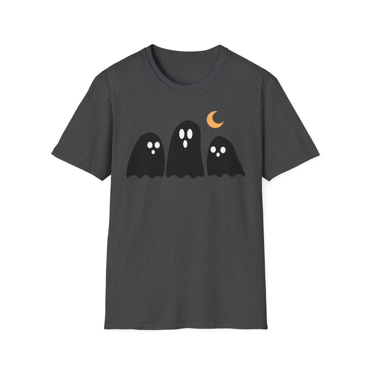 Ghost Trio T-Shirt — Cute Halloween Ghosts with Crescent Moon