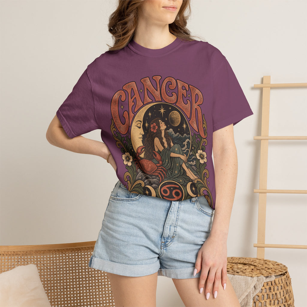 Cancer Zodiac T‑Shirt — Vintage Astrology Tee (Cancer Zodiac Sign)