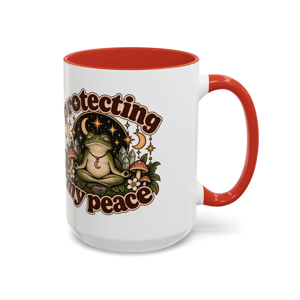 Protecting My Peace Mug — Frog & Mushroom Ceramic Coffee Mug