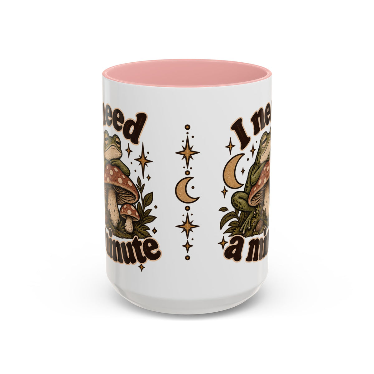I Need a Minute Mug — Cozy Frog & Mushroom Ceramic Coffee Mug