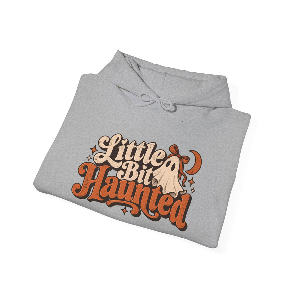 Little Bit Haunted Hoodie — Retro Halloween Ghost Pullover