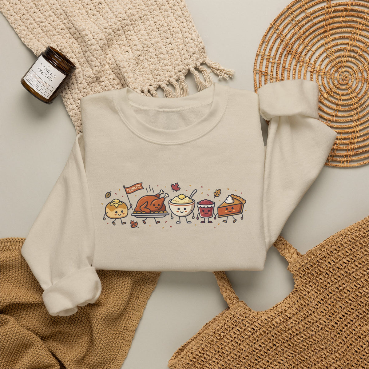 Cute Thanksgiving Food Icons Sweatshirt | Fall Harvest Friendsgiving
